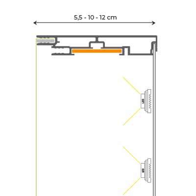 Doorsnedetekening LED frame