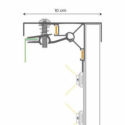 Doorsnedetekening outdoor LED frame