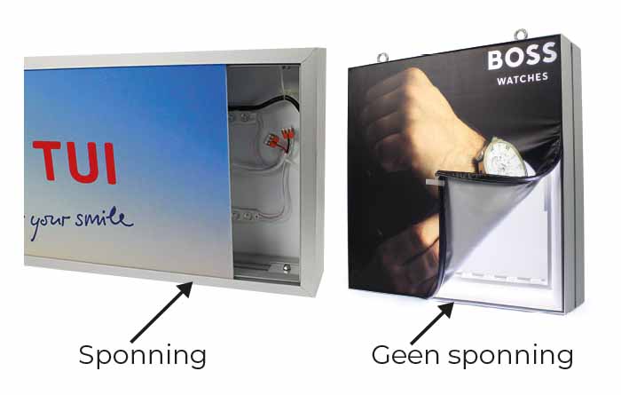 Voorbeeld van een sponning in een lichtbakprofiel