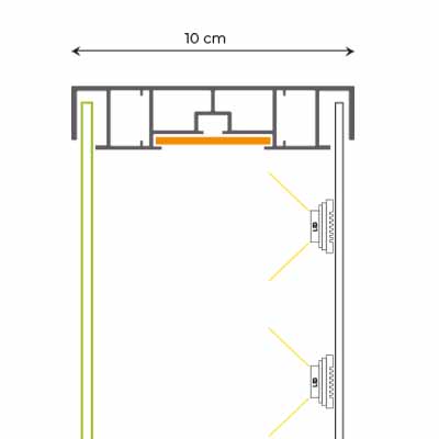Doorsnedetekening standaard lichtbak