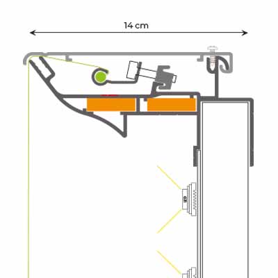 Doorsnedetekening doeklichtbakken LED frame XXL